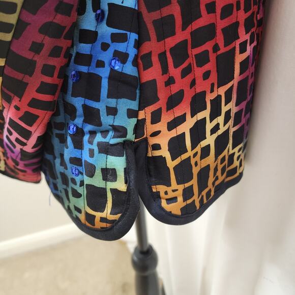 Silkland Multicolor Rainbow Sequin Lightweight Quilted Jacket, Size Medium - Picture 3 of 8